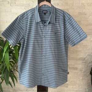 PATAGONIA Blue Stripe “Go To” Button Down Shirt Size L